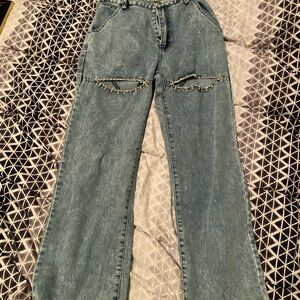 Women's Blue Embellished Jeans